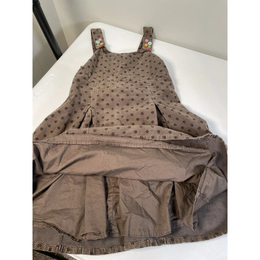 Vintage Gymboree Girls dress 12 Corduroy Brown Jumper 2007 Polka Dot Kids